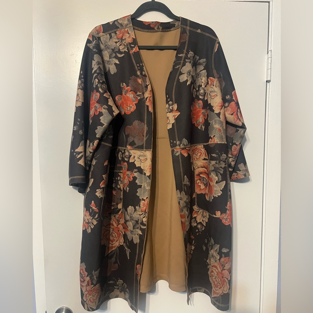 Floral Cardigan faux leather size 20 like new